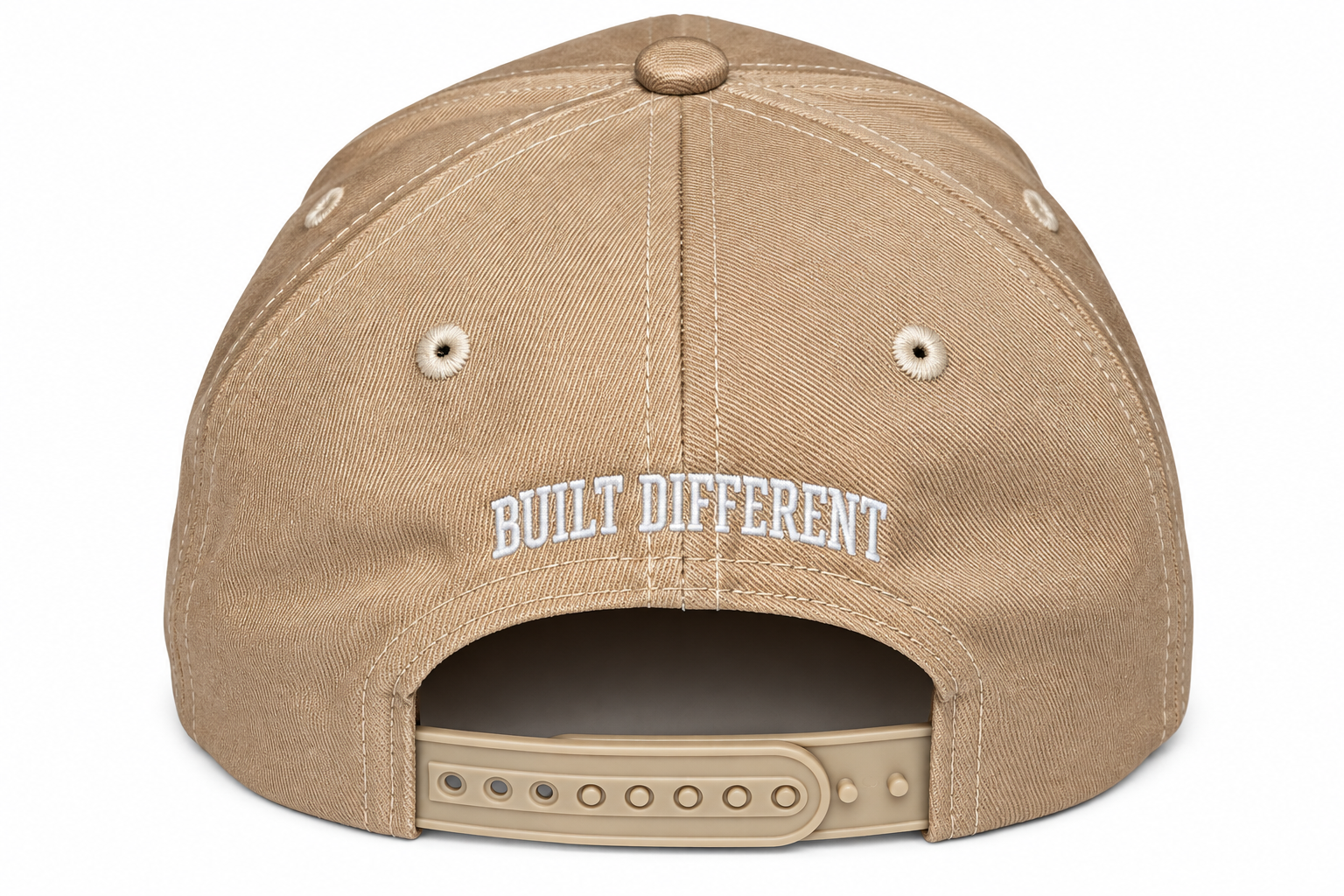 Dads Never Quit Snapback (TAN) + Premium Hat Clip